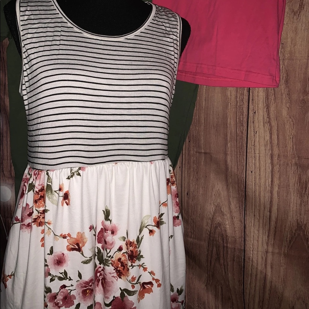 Womens strip floral tank dress